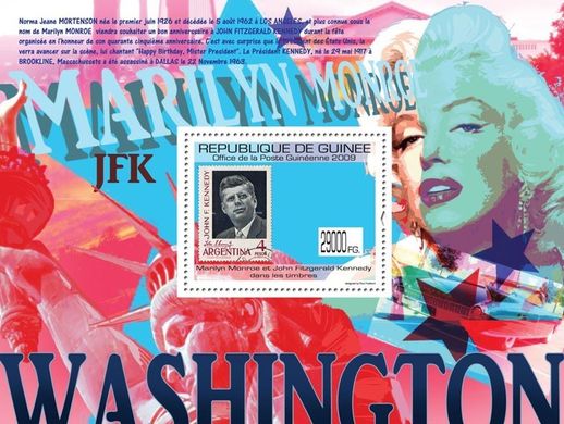 John F. Kennedy and Marilyn Monroe on stamps