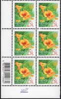 2006 0,25 VI Definitive Issue 5-8228 (m-t 2006) 6 stamp block RB without perf.