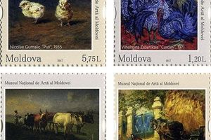 Почтовая марки Молдовы: фауна в живописи