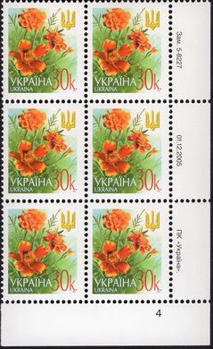 2006 0,30 VI Definitive Issue 5-8227 (m-t 2006) 6 stamp block RB4