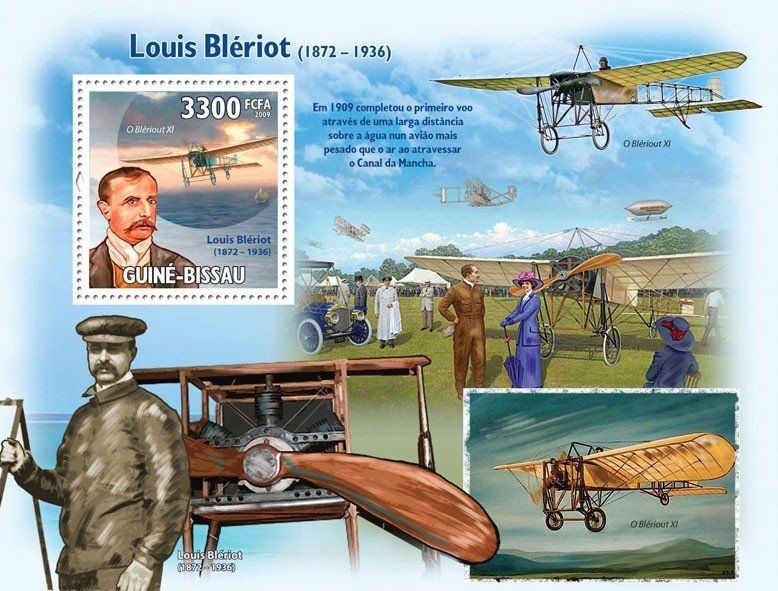 Block "Inventor Louis Bleriot. Aircraft" (Guinea-Bissau, 2009) | BOMARKA