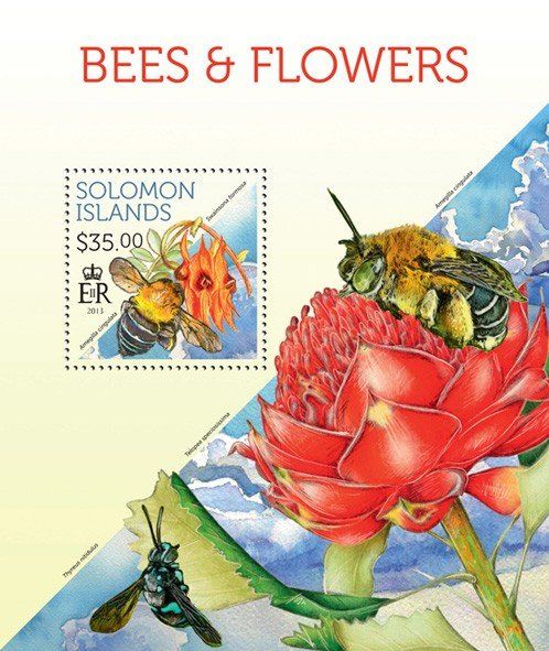 Польский хлопок пчелки и цветы серо-голубые