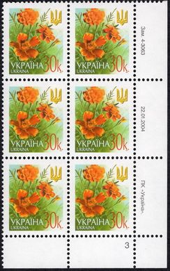 2004 0,30 VI Definitive Issue 4-3063 (m-t 2004) 6 stamp block RB3