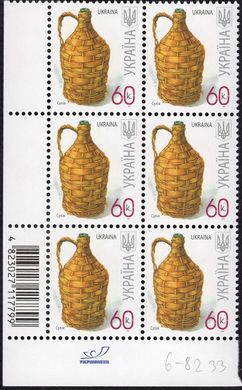 2007 0,60 VII Definitive Issue 6-8233 (m-t 2007) 6 stamp block RB without perf.