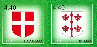 Definitive Issue 4.40 kr Emblems of Harjumaa and Hiiumaa