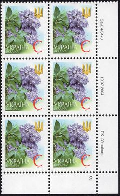 2004 С V Definitive Issue 4-3473 (m-t 2004) 6 stamp block RB2