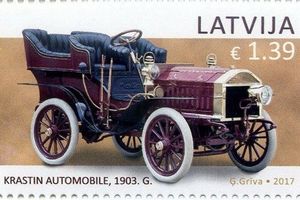 Ретро автомобиль на почтовой марке «История автомобилестроения»