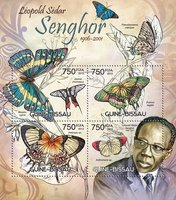 Politician Leopold Cedar Senghor and butterflies