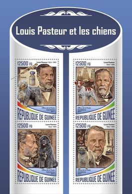 Microbiologist Louis Pasteur and dogs