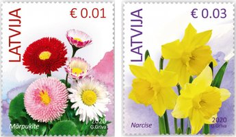 Definitive Issue € 0.01, € 0.03 Flowers